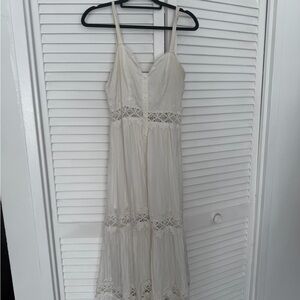 Elegant White Lace Trim Dress